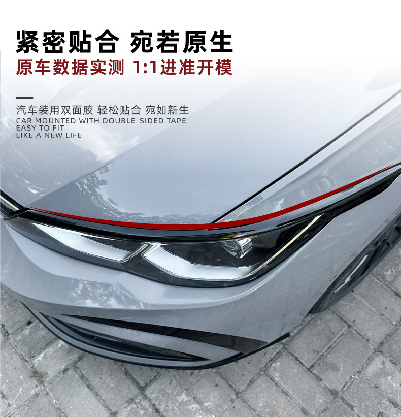 Suitable for Volkswagen Golf 8, Golf MK8, 8.5, 2020+ front headlight eyebrow car sticker, cross-border modification