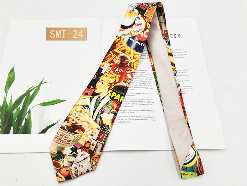 Fabricante spot impresión digital corbata de hombre estilo de Hong Kong moda retro casual animal divertido hecho a mano estilo 8cm