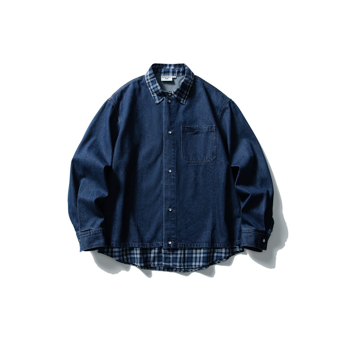 RUIIENRS x DAIVC 2025 秋季新款假两件牛仔宽松百搭衬衫CS070