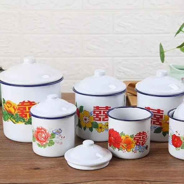 Taza de esmalte retro Taza creativa Taza de barbacoa de hotel al por mayor Taza de té de esmalte personalizada en nombre de Taza de mano