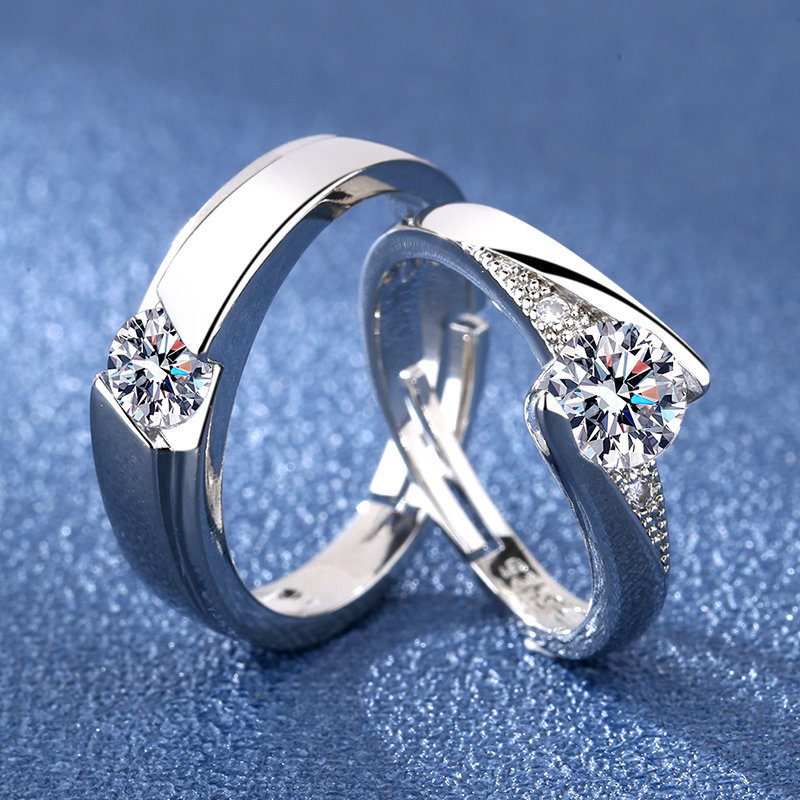 Romantisch Geometrisch Kupfer Überzug Diamant Mit Hohem Kohlenstoffgehalt Offener Ring 1 Paar display picture 4