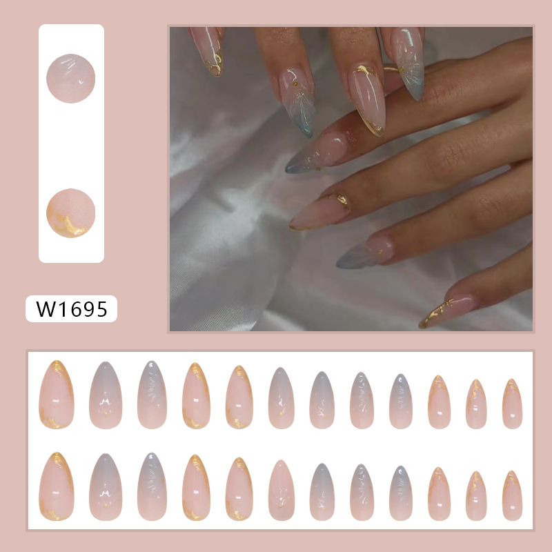 30g Weight press-on nails Nail Supplies French Style Simple Style Gradient Color ABS Press-on Nails 1 Set