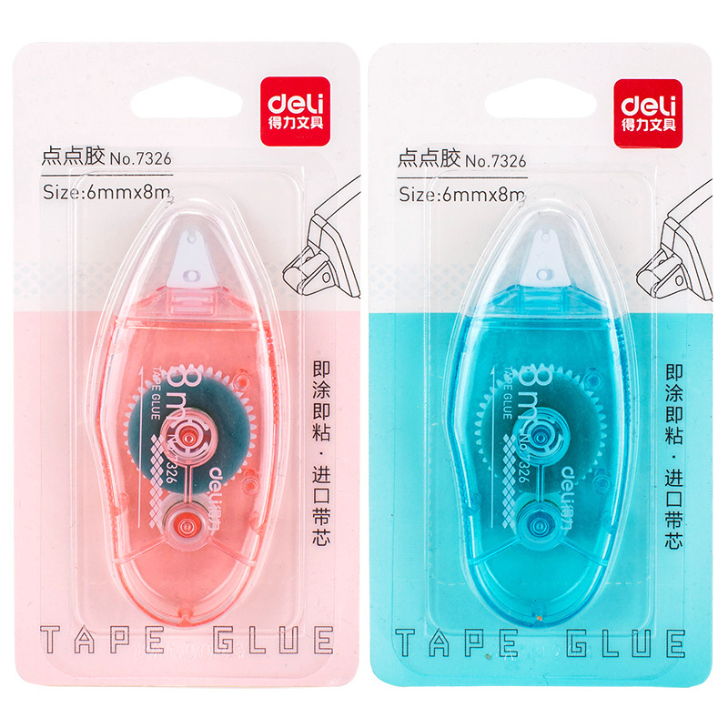 Deli 7326 Dot Glue 6mm * 8 m High Viscosity Correction Tape Double-sided Adhesive Wholesale for Students