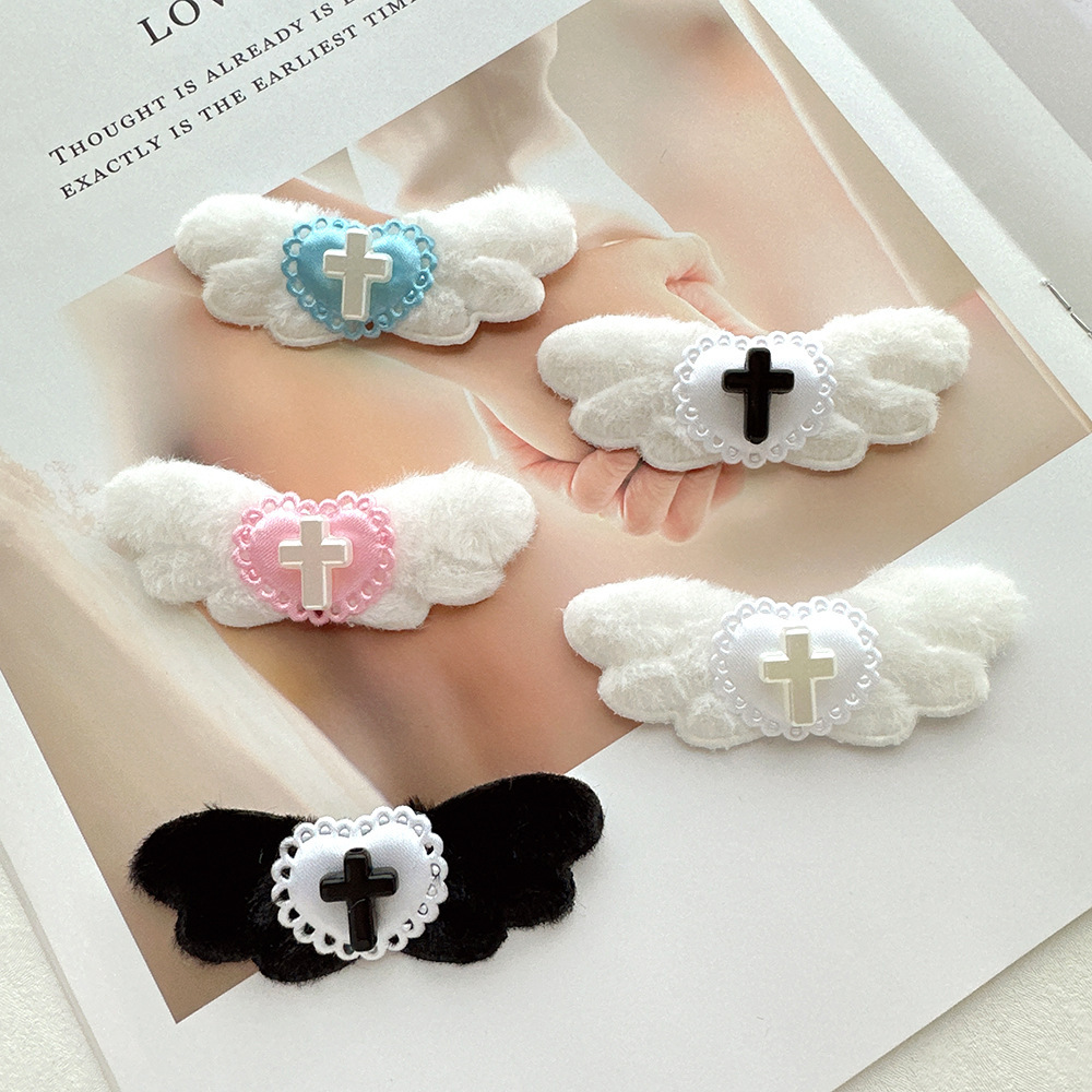 White Angel Love Cross Wings Hairpin Side Clip Spice Girl Subculture Design Harajuku Style Cute Headwear Female