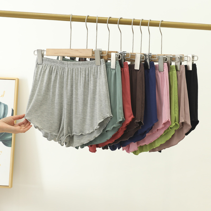 Large-Size Shorts with Fungus Edges, Wide-Leg Pants for Outer Wear, High-Waisted, Loose and Drapedy, Thin, Slimming Look, Lace Modal Casual Pants