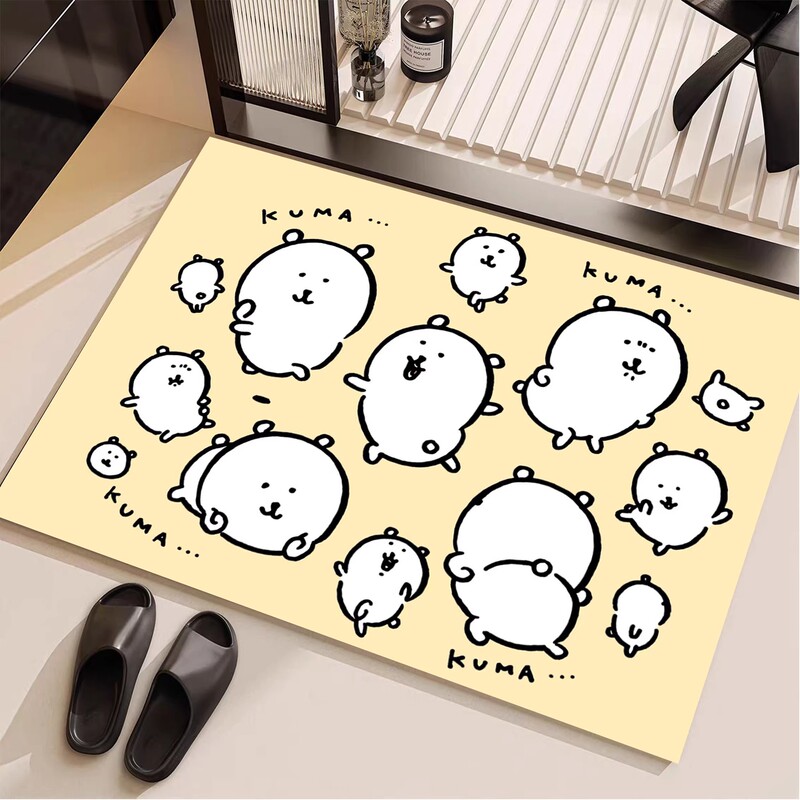 Cartoon Self-Deprecating Bear Diatomaceous Earth Mat Bathroom Toilet Water-Absorbent Non-Slip Foot Mat Quick-Drying Easy-Care Door Mat