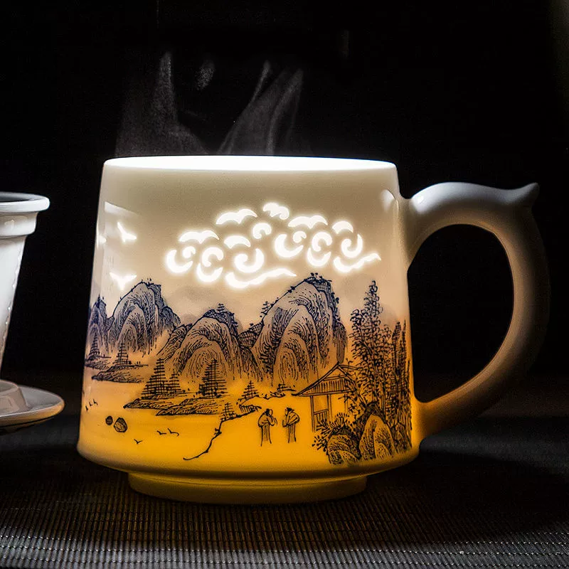 Цзиндэчжэнь керамическая чашка чайная чашка с чашкой воды, чашка чая, чашка чая, чашка чая, офисная изысканная чашка, конференц-зал, большая емкость