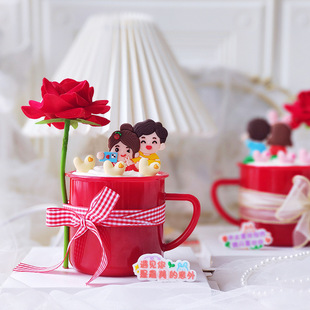 Valentine's Day Couple Confession Cake Soft Plastic Ornaments Soft Plastic Boys and Girls Dressing Supplies Chinese Valentine's Day 520 Couple