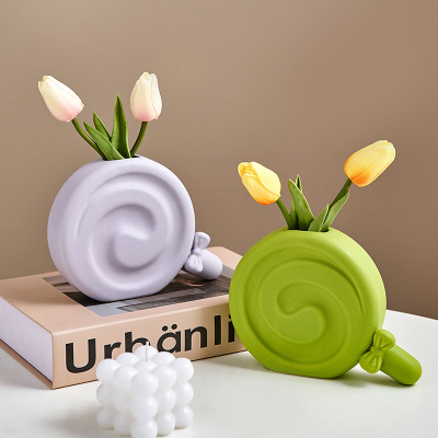 Lollipop modelling ceramics vase Hydroponics originality Art flower arrangement Floral organ Home Furnishing TV cabinet table decorate a decoration