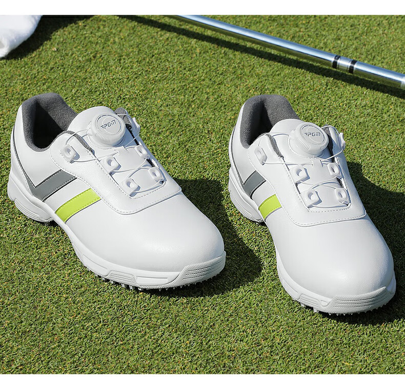 Giày golf trẻ em nữ PGM dây rút núm vặn chống nước chống trượt — XZ342-Trắng Xám Xanh Lá, XZ342-Trắng hồng xanh lam chi tiết 13