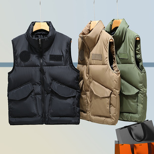 Fashion trendy men's cotton vest wholesale winter men's new men's stand collar cotton waistcoat outer vest coat