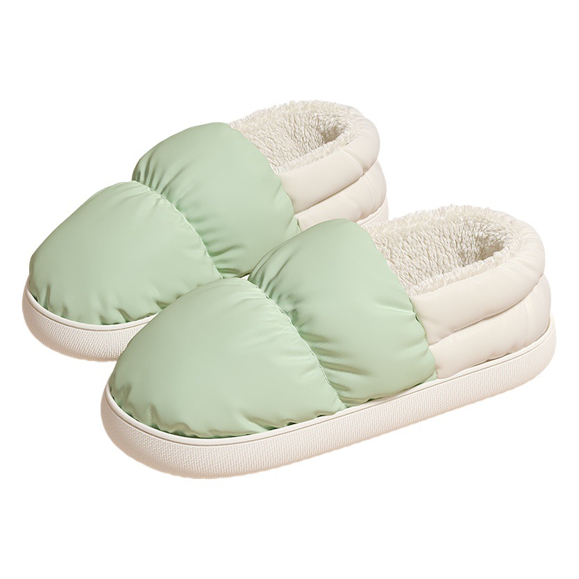 Zapatillas de algodón de invierno bolso de las mujeres talón abajo impermeable zapatos de algodón interior desgaste exterior grueso inferior cálido antideslizante zapatillas hogar al por mayor