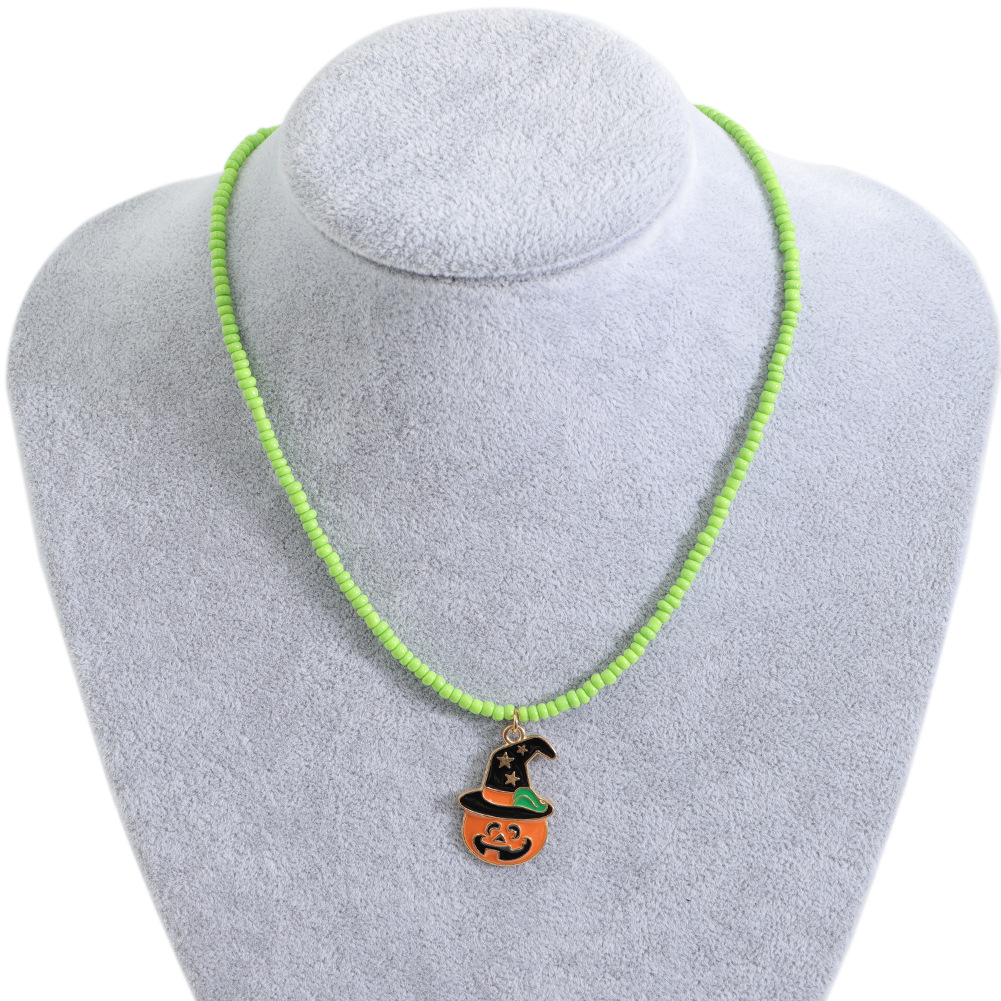 Drop Oil Cartoon Halloween Pumpkin Ghost Necklace Wholesale Nihaojewelry display picture 2