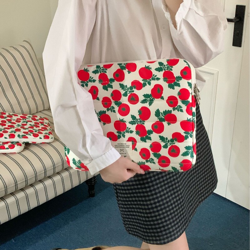 Cross-Border New Cute Tomato Print 11inch Tablet Sleeve Bag 13inch 15inch Laptop Bag