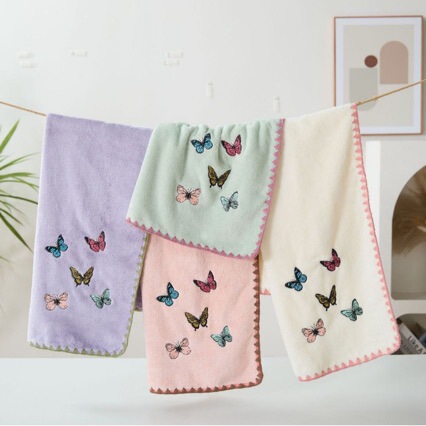 New Butterfly Embroidered Coral Velvet Towel, High-Quality, Soft and Skin-Friendly Towel That Absorbs Water and Does Not Shed Lint, Household Bath Towel New Butterfly Embroidered Coral Velvet Towel, High-Quality, Soft and Skin-Friendly Towel That Absorbs Water and Does Not Shed Lint, Household Bath Towel
