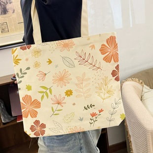 Canvas Bag Women's 2024 New Student Commuter Large Capacity Handbag Carrying Book Cloth Bag Single Shoulder Canvas Bag