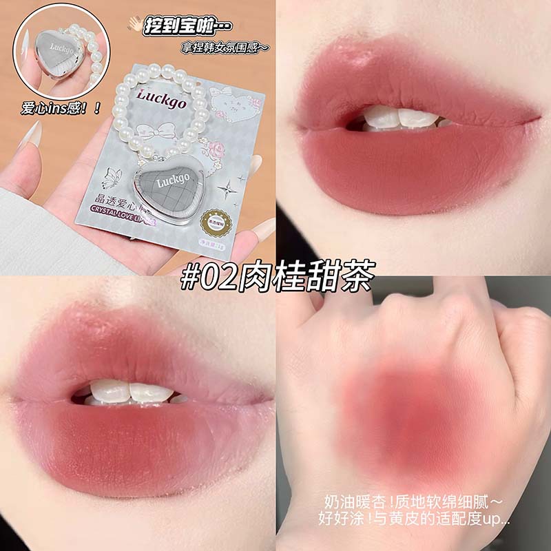 LUCKGO Crystal Love Lips Frost Soft Mist Matte Lip Density Color Transfronterizing Natural image 8