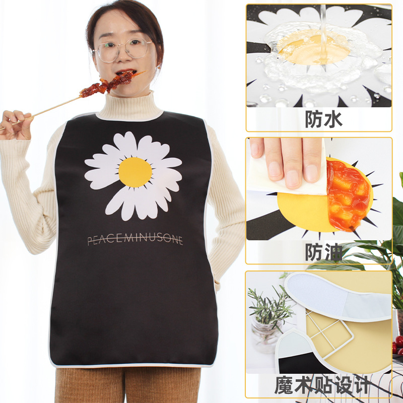 Suministro transfronterizo babero adulto a prueba de aceite a prueba de salpicaduras babero adulto de moda lindo babero olla caliente restaurante invitado delantal impermeable