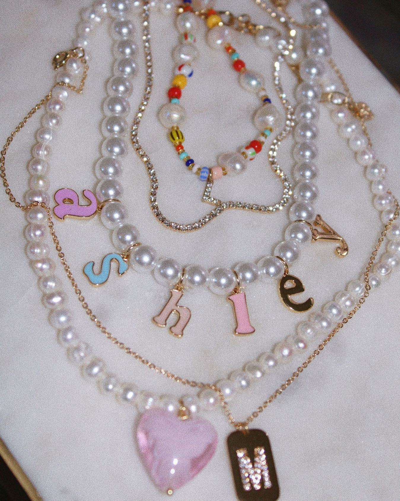 Fashion Letter Artificial Pearl Patchwork Pendant Necklace 1 Piece