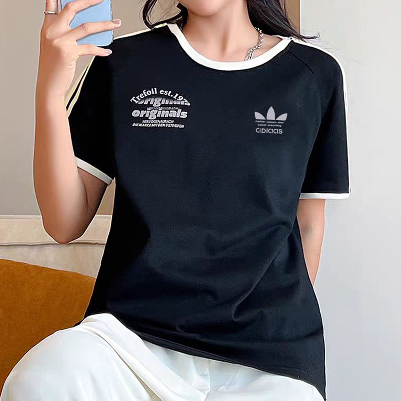 2025 春夏新作 AD クローバー ゆったり快適 スポーツ レジャー 男女兼用 半袖 ラウンドネック Tシャツ カップル着用|undefined