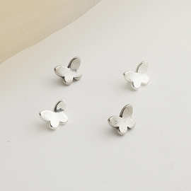 s925纯银隔珠蝴蝶纽扣手工DIY串珠编绳项链手链散珠饰品配件材料