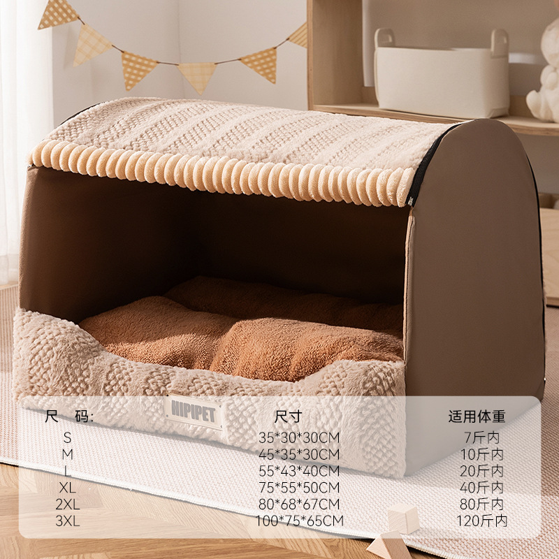 Perros de otoño e invierno, perros pequeños y medianos, osos tridimensionales, casas curvas, caseras para perros, cálidas y gruesas, caseras para gatos, caseras para perros grandes