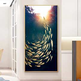 高清单幅海底金鱼画客厅装饰画 沙发背景墙壁画横款卧室床头挂画