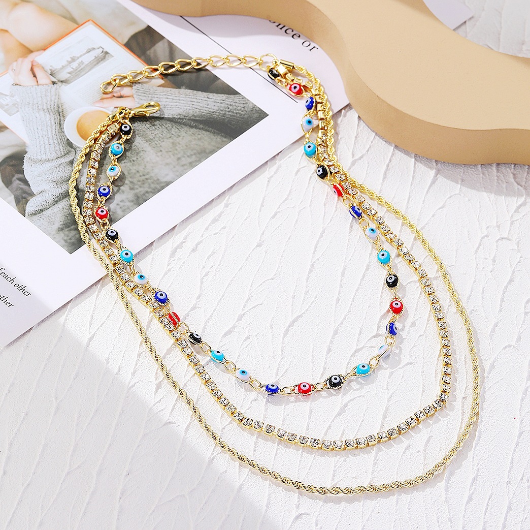 collana con occhio di diavolo di alta qualità, nuova collana multistrato con ciondolo in lega con occhio esagerato_voghion.com