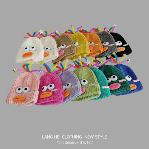 Baby and Parent Knitted Hat for Autumn and Winter, Cute Cartoon Style with Funny Glowing Antennae Eyes