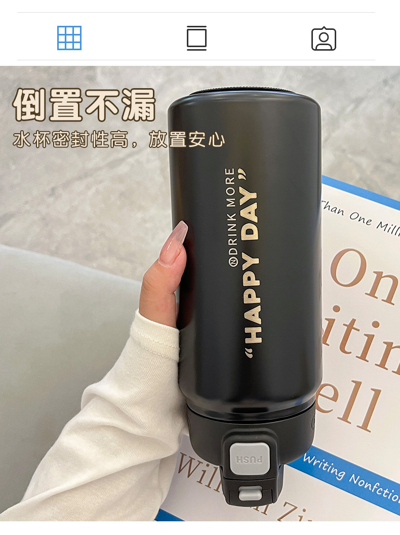 Wholesale of Yongkang fresh and simple double-drinking large-capacity insulated cups with straws, fitness and sports couple water cups and insulated kettles pic 34