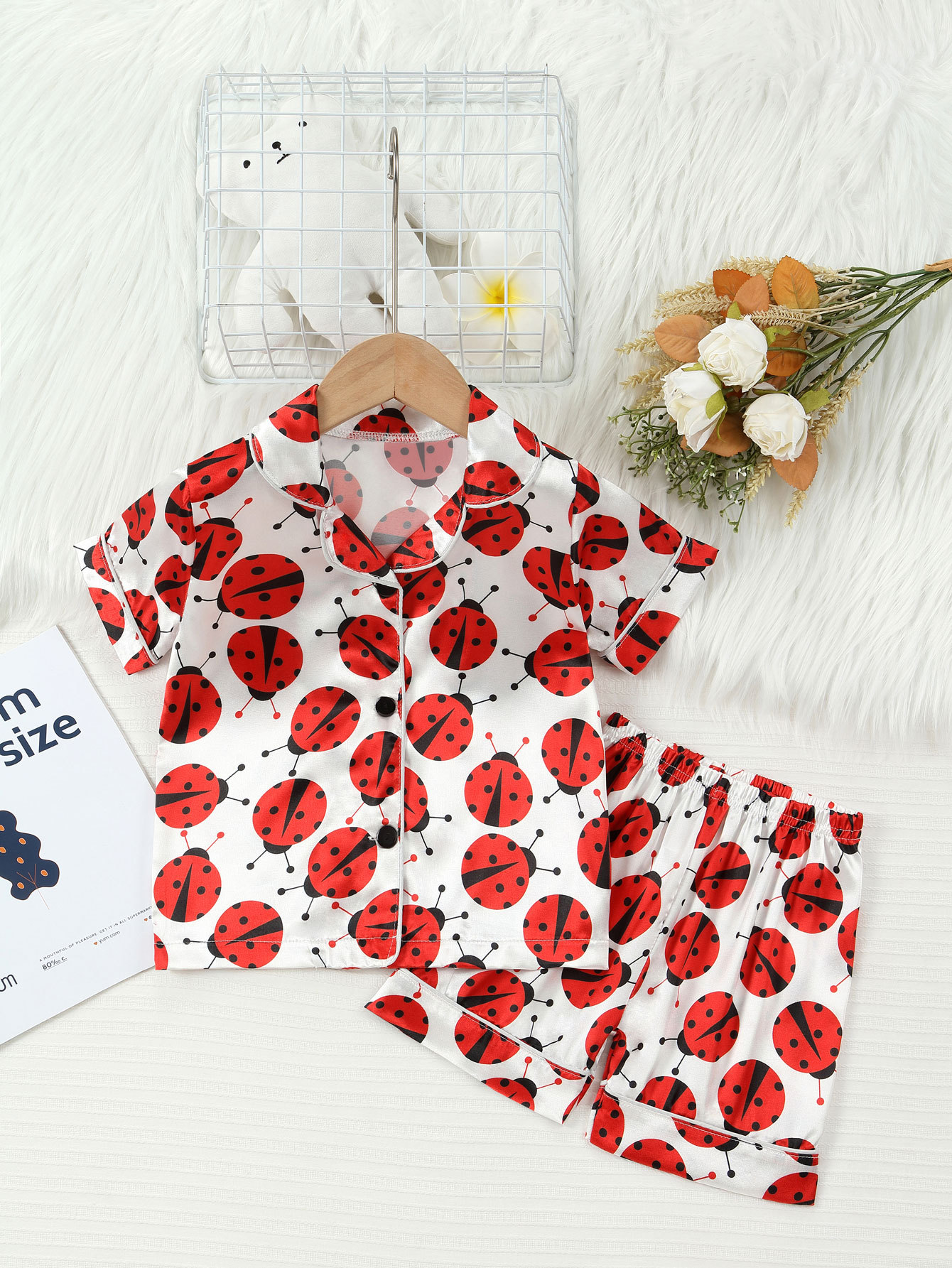 Barn pyjamas set med cartoon tryck kortärmad sommarkläder_voghion.com