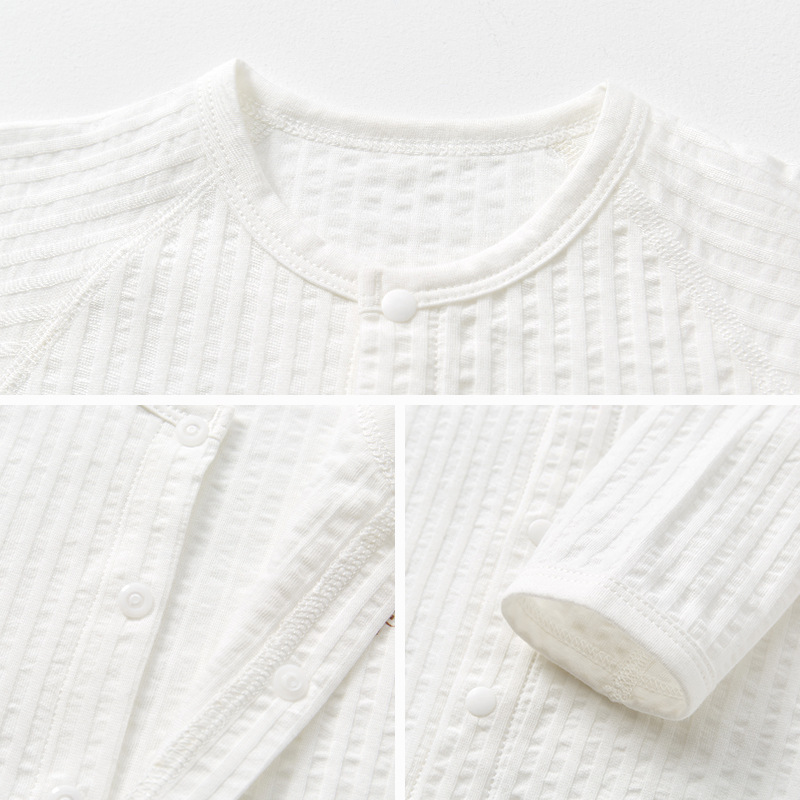 Mono de bebé para verano, traje fino de manga larga con aire acondicionado, ropa de algodón puro para recién nacidos, conjunto de verano para niños y niñas.