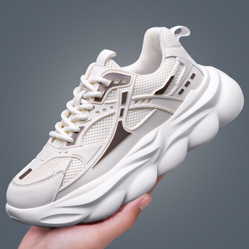 Men's Shoes 2025 Autumn New Casual Height-Increasing Thick-Soled Breathable Trendy Men's Running Sports White Dad Shoes