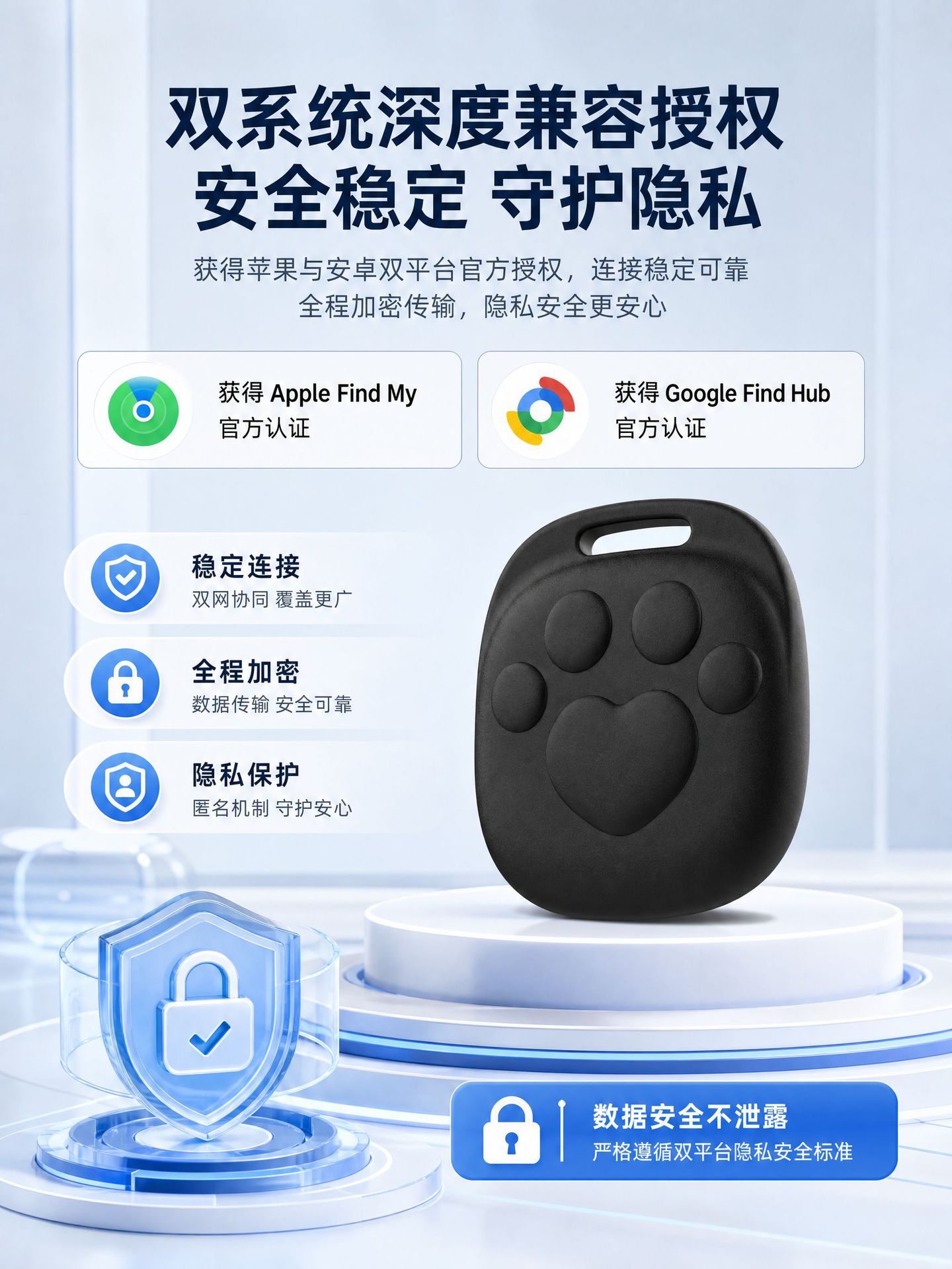 Smart Anti-Loss Tracker Dual System Compatible with Apple and Google Find My Locator Key Bag Luggage Anti-Loss Tracking Device