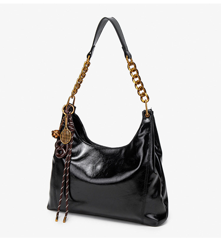 High End Women's Tote Bag Large Leather Shoulder Bag With Chain_voghion.com