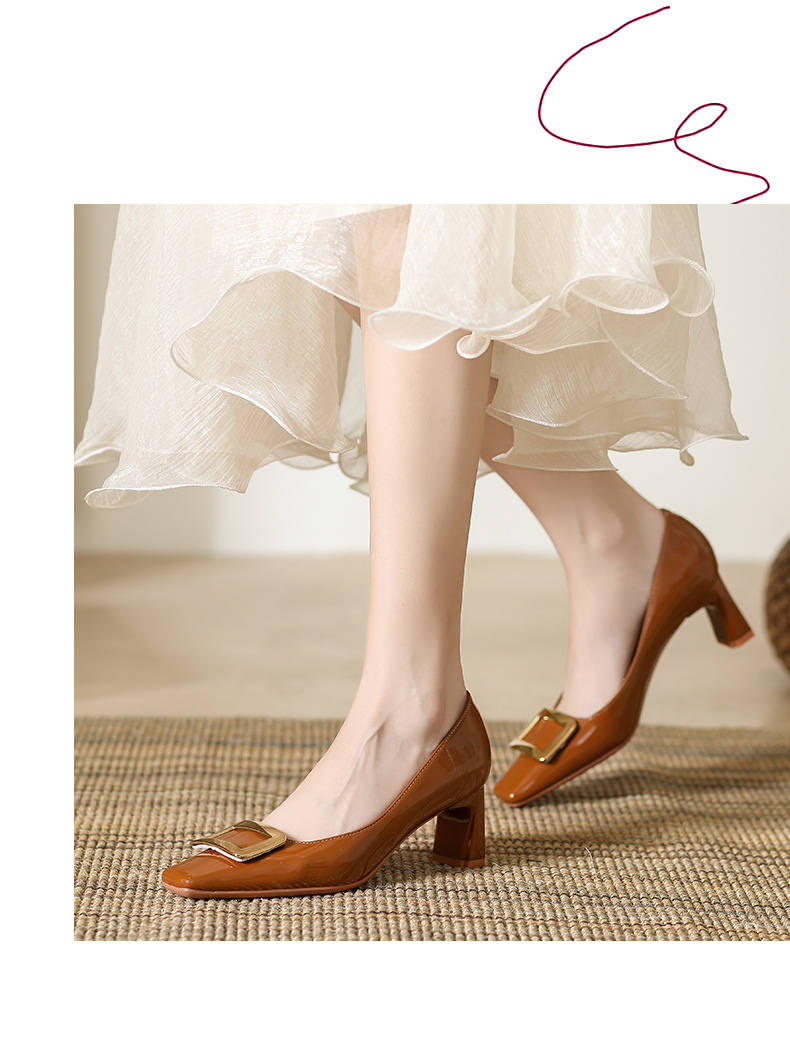 Zapatos de salón con punta y hebilla cuadrada para mujer_voghion.com