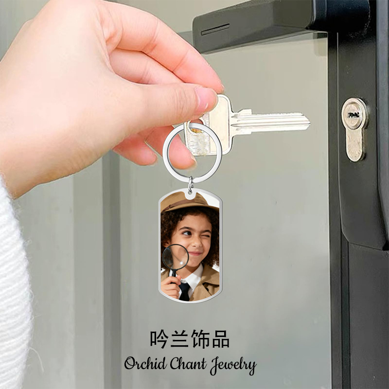 Amazon collar militar de acero inoxidable personalidad europea y americana foto personalizada no desvanecer joyería fábrica de llaveros