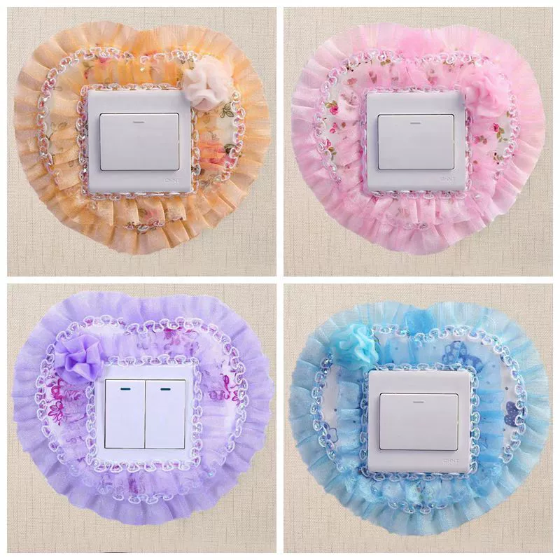 Кружевная накладка на выключатель, тканевая пылезащитная накладка на выключатель для гостиной и спальни, наклейка на розетку, декор для дома