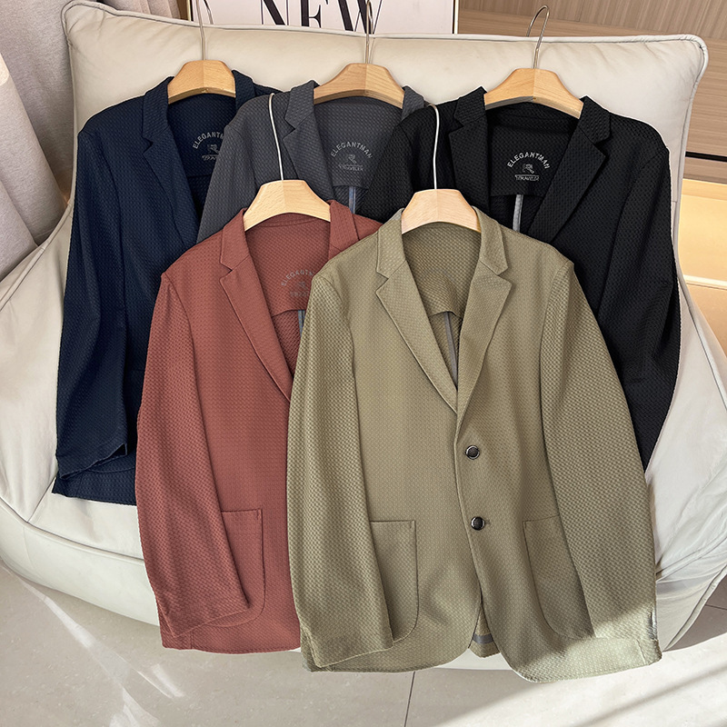 Designer line! Elastic unbound spring men's skin-friendly breathable business casual thin suit jacket