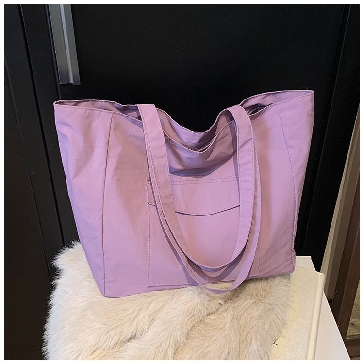 Cross-border laid-back style nylon bag for women 2025 new casual large-capacity shopping handbag, simple and lightweight single-shoulder bag undefined