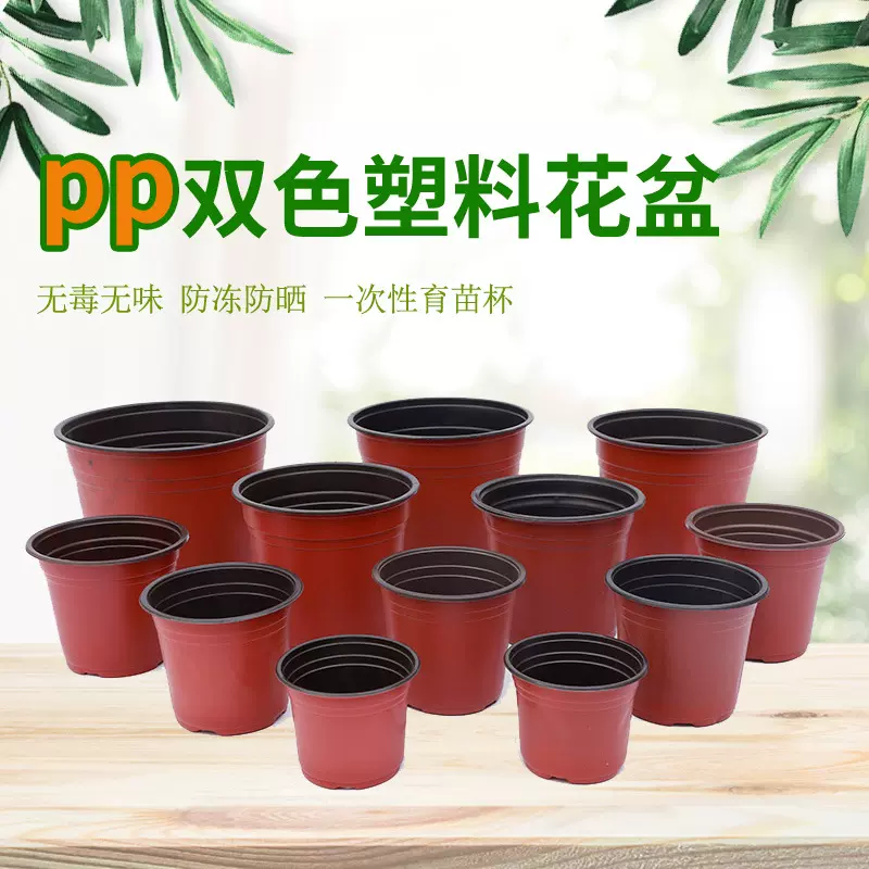 工厂批发塑料双色花盆软塑育苗盆一次性加厚培育绿植多肉营养钵