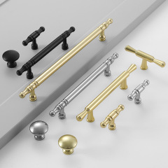 Light luxury French wardrobe door brass handle modern minimalist cabinet door handle drawer round copper handle
