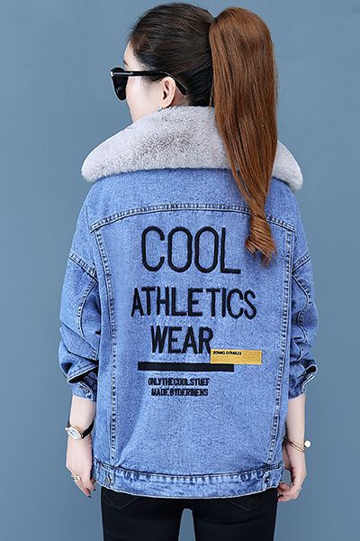 棉服女冬季洋气减龄时尚外套加绒加厚收腰显瘦牛仔衣毛领牛仔