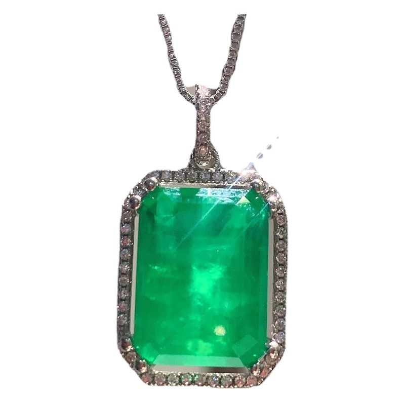 Zhuang Sheng joyería color tesoro simulación Esmeralda traje anillo pendientes piedra principal 9*11 colgante 12*16