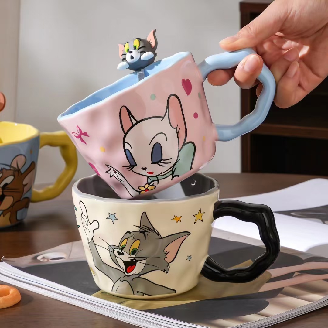 Taza de gato y ratón Taza de desayuno de gran capacidad de oficina Regalo personalizado Taza de café de cerámica Taza de alto valor