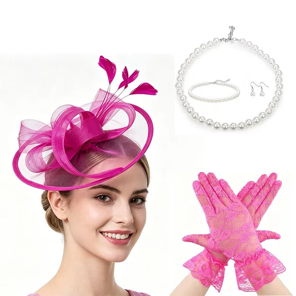 Amazon Bestseller Vintage Feather Mesh Headpiece Bridal Horse Racing Festival Headwear Party Hat Feather Headpiece