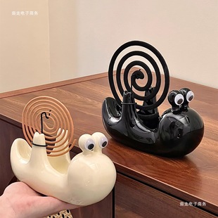 Cute Snail Mosquito-Repellent Incense Holder Ceramic Household Hanging Fire-Proof and Anti-Scalding Ash Tray Multi-Functional Mosquito-Repellent Incense Tray Decorative Ornaments