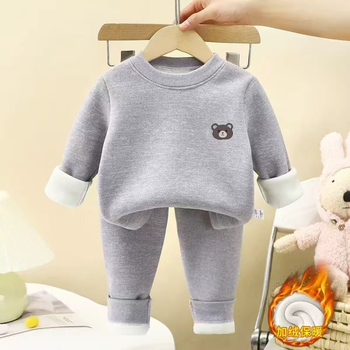 Trajes de calentamiento para niños más terciopelo engrosado otoño y invierno nuevo bebé ropa interior de fondo ropa interior de otoño para niños pantalones de otoño para niños