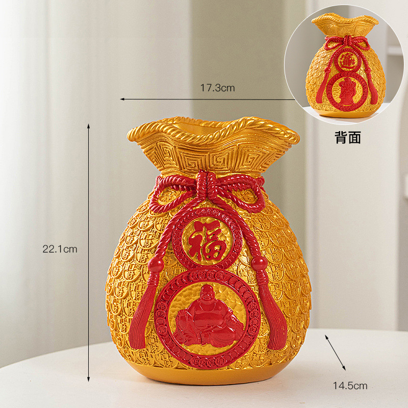 Chino suerte bolsa florero resina decoración casa fortuna significado bolsa de ahorro de la sala de TV decoración del gabinete