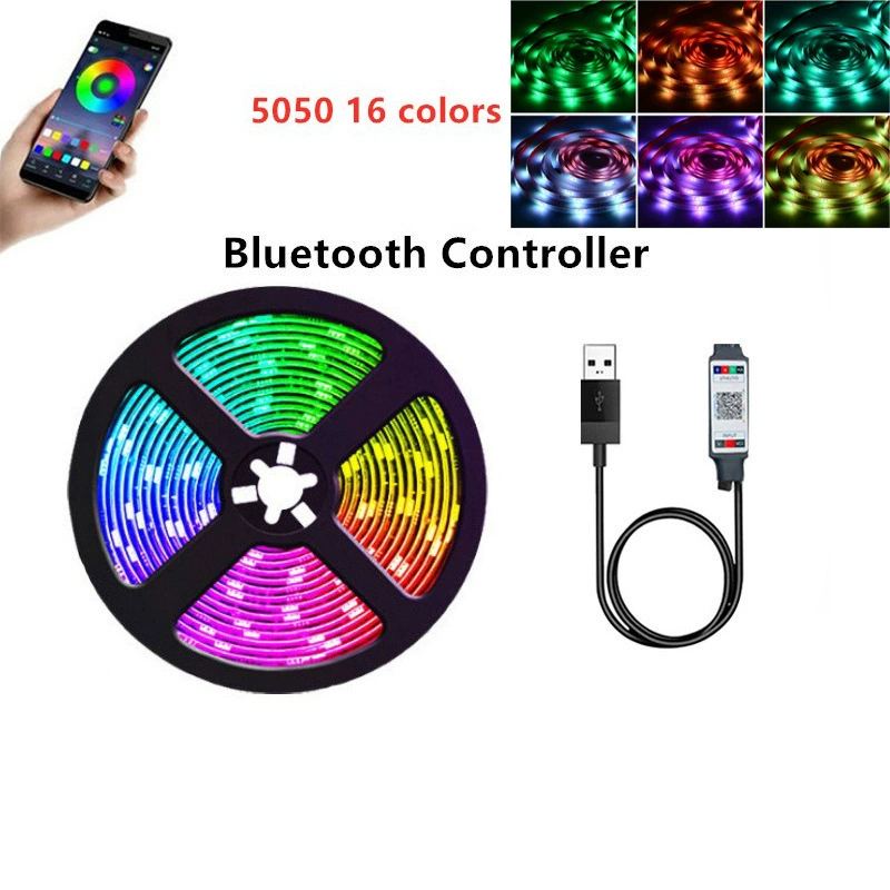 Световая лента LED SMD5050 RGB (DC 5V USB), пульт и Bluetooth контроллер, варианты длиной от 0,5 до 10 м